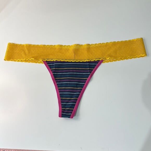 Bombas Lace Trimmed Striped Thong Sz‎ XL NWOT - Picture 1 of 3